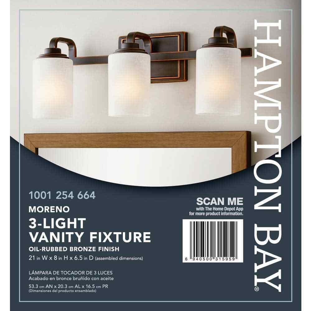 Hampton Bay 3-Light Oil-Rubbed Bronze Vanity Light116880