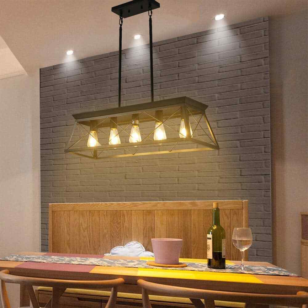 Sunpez Black Rustic Chandelier Modern Hanging Farmhouse Pendant Light Fixture
