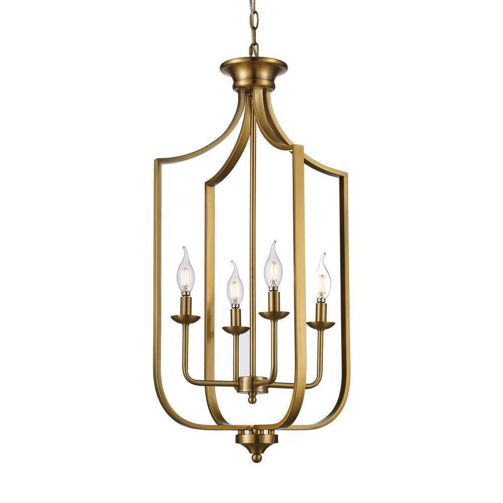 Bel Air Lighting Hillcrest 16 in. 4-Light Antique Gold Hanging Kitchen Light