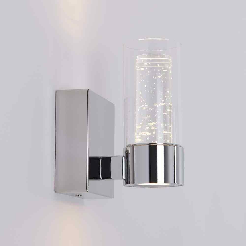 Artika Essence 4.3 in. 1-Light Chrome LED Wall Sconce Light Fixture for Bathroom