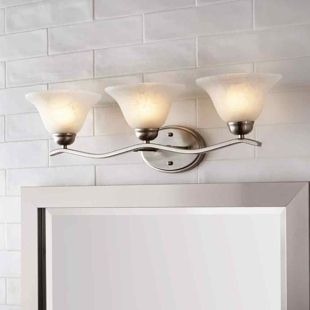 Hampton Bay Andenne 26.3 in. 3-Light Brushed Nickel Bathroom Vanity Light