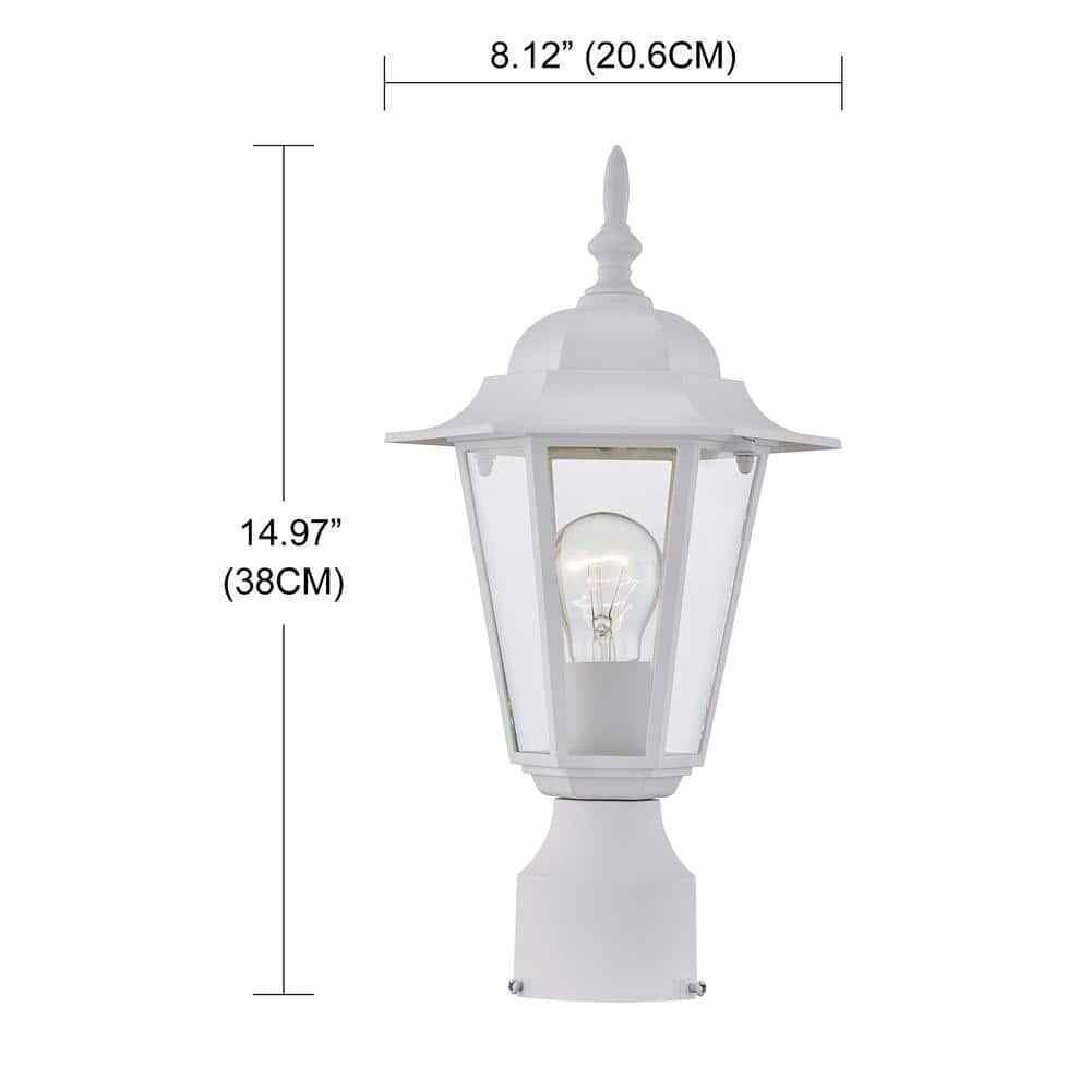 Pia Ricco 1-Light Textured White Outdoor Post Light with Clear Glass