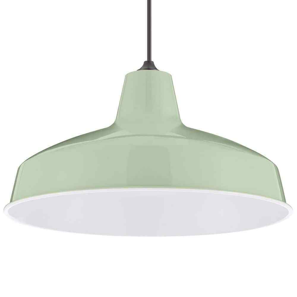 Hampton Bay 1-Light Light Green Warehouse Pendant with Metal Shade AF-1032R/LG