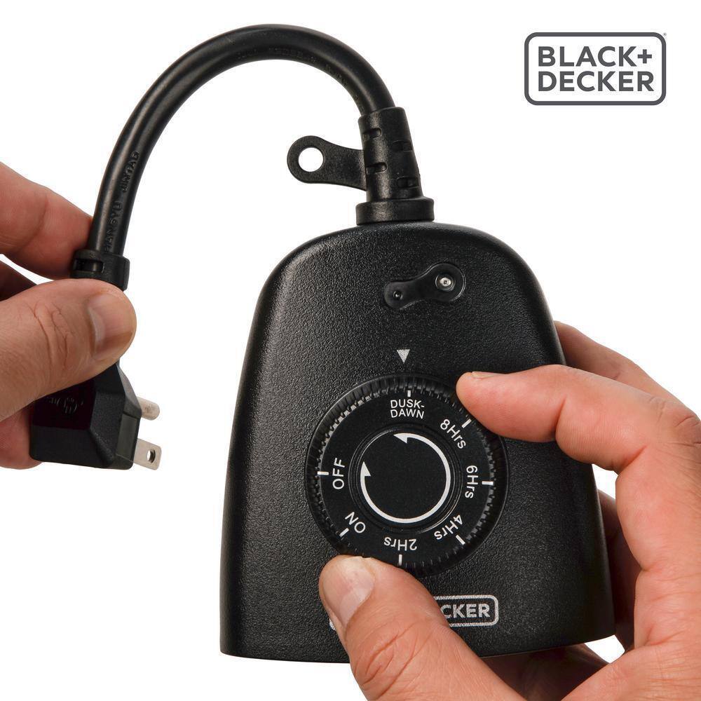 BLACK+DECKER Outdoor 3 Grounded Outlets Timer w/ Waterproof Outlet and Countdown