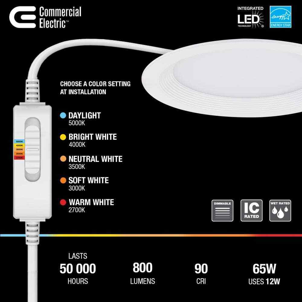 Commercial Electric 6 in. Adjustable CCT Canless LED Recessed Light Kit