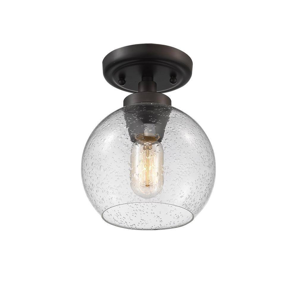 Golden Lighting Galveston 1-Light Rubbed Bronze Flush Mount Light