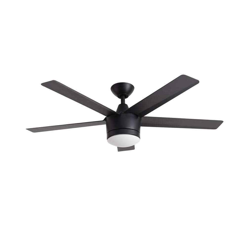 Home Decorators Merwry 48 in. LED Indoor Black Ceiling Fan w/ Light Remote