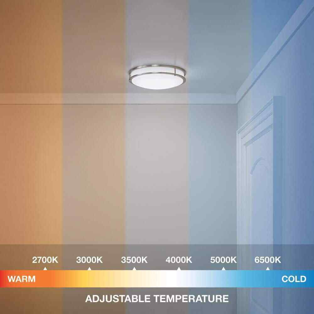Commercial Electric 16 in. Smart Color Selectable LED Brushed Nickel Flush Mount