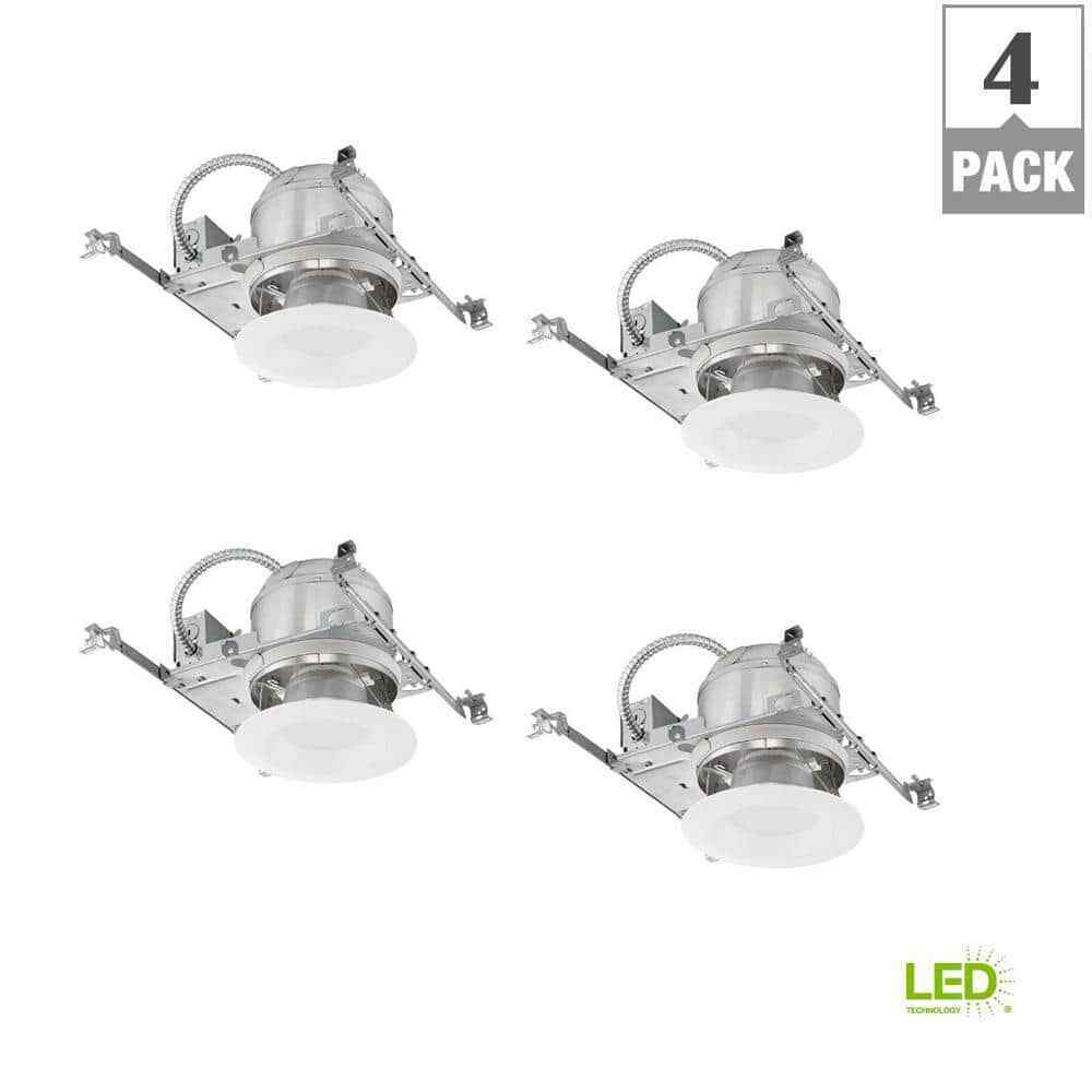 Commercial Electric 6 in. White Integrated LED Recessed Trim Kit 4-Pack