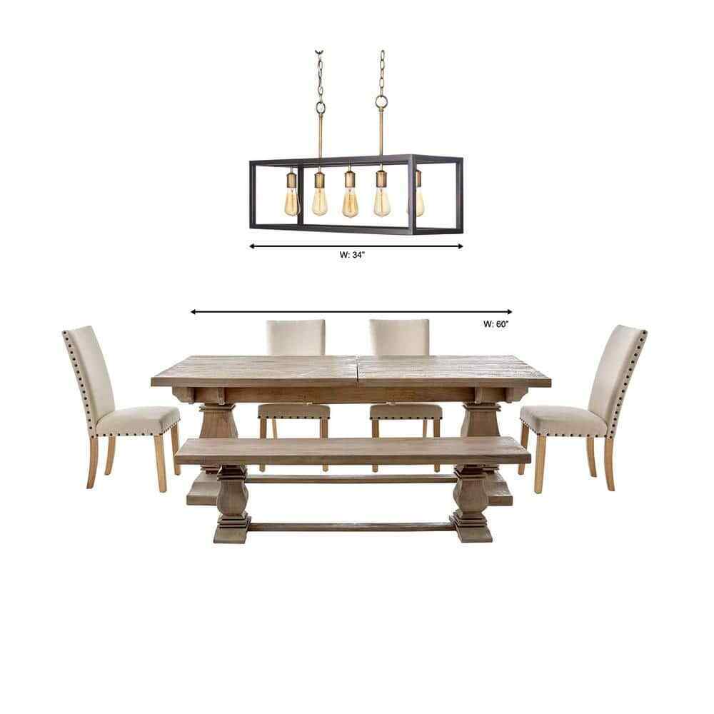 Hampton Bay Boswell Quarter 34 in. 5-Light Gold Coastal Farmhouse Chandelier