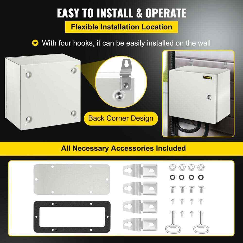 VEVOR Electrical Enclosure NEMA 4X Carbon Steel Electrical Junction Box, Gray
