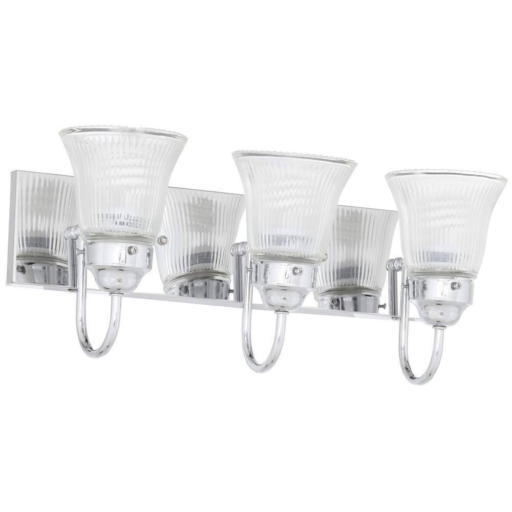 Volume Lighting Marti Chrome Bath Vanity Light w/ Ribbed Glass Bell Shades