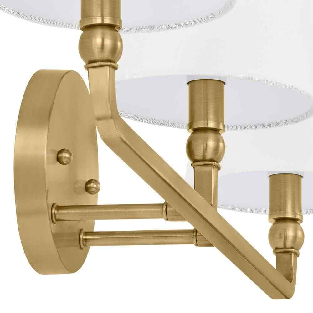 Hampton Bay Canterwood Brass Bathroom Vanity Light Fixture w/ Fabric Shades