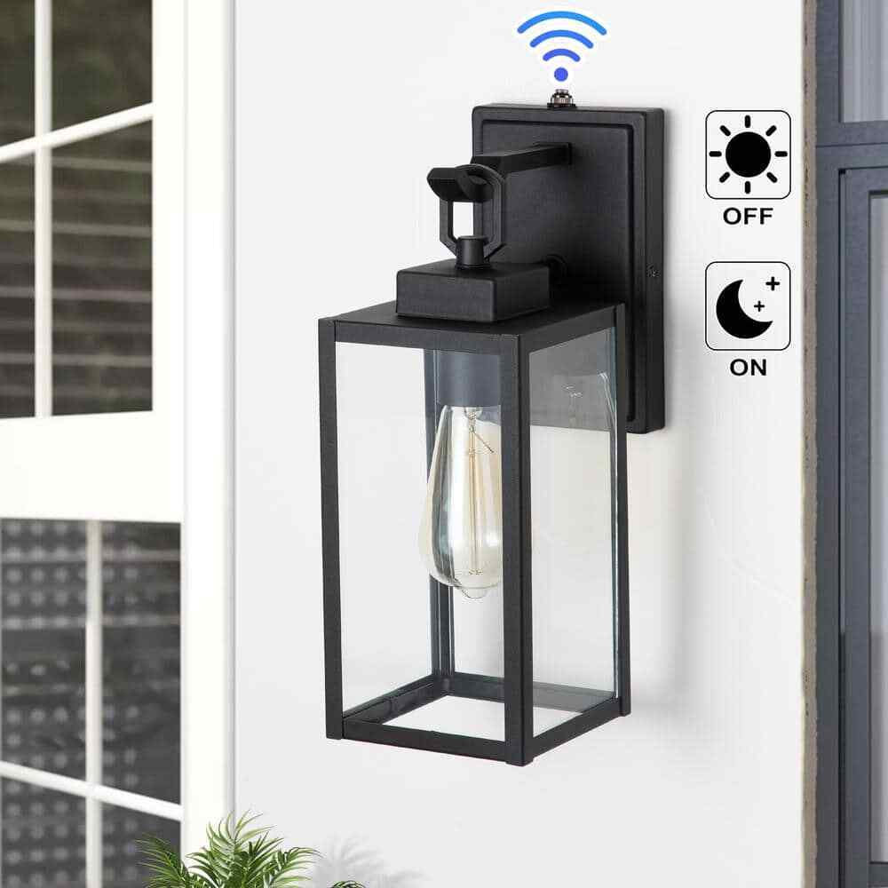 C Cattleya 1-Light Matte Black Dusk to Dawn Outdoor Wall Lantern Sconce