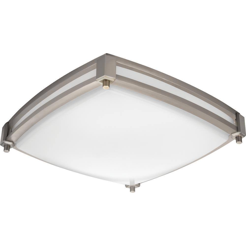 Lithonia Lighting Square 13 in. Brushed Nicke Ceiling LED Light Flush Mount