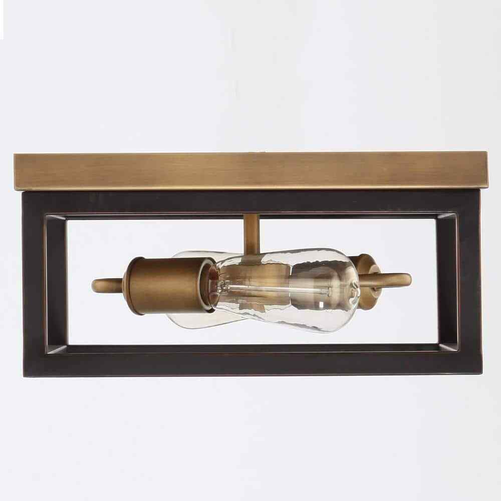 Hampton Bay Boswell Quarter 12-1/2 in. 2-Light Farmhouse Flush Mount