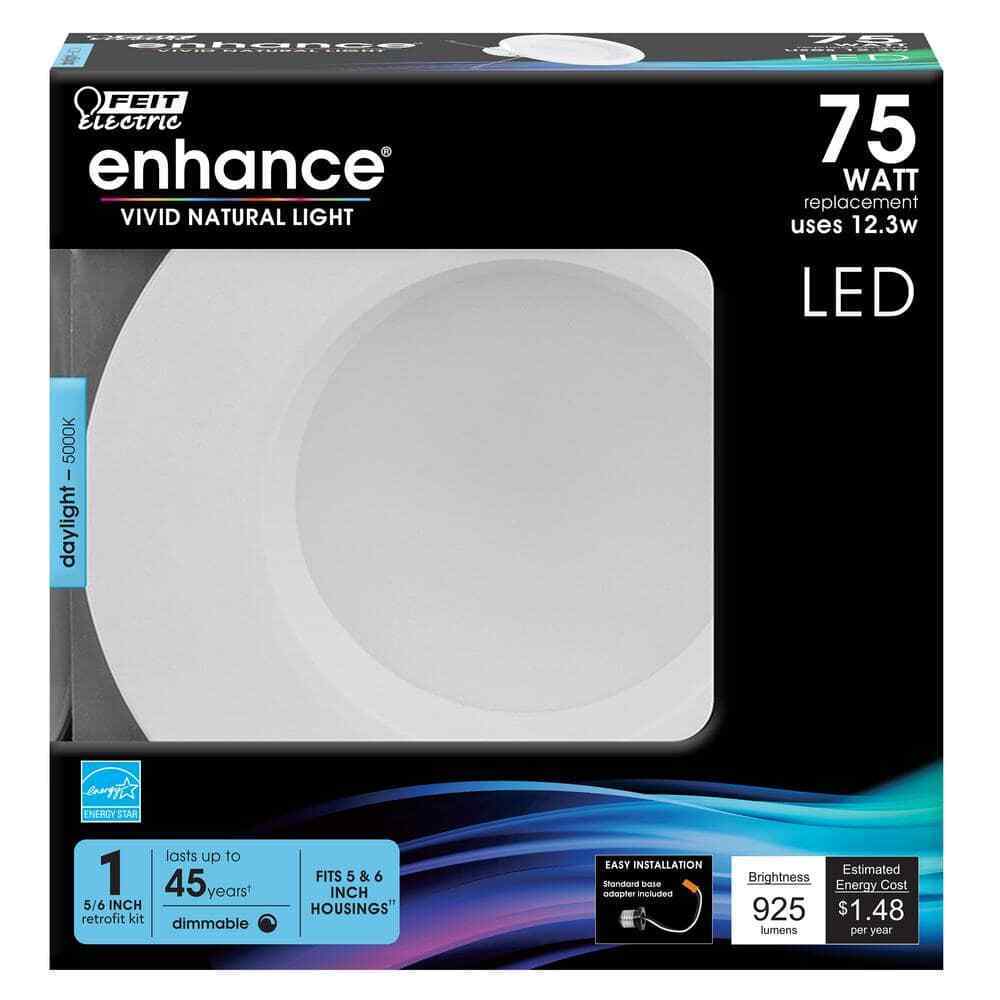Feit Electric 5/6 in. LED White Retrofit Recessed Light Trim Dimmable 5000K