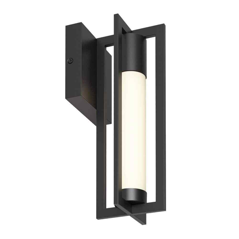 Artika Walt Black Modern LED Outdoor Hardwired Garage Porch Light Lantern Sconce