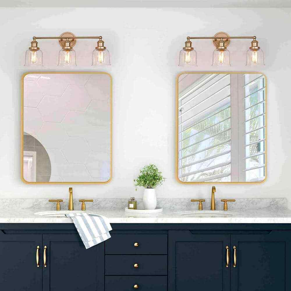 Uolfin Modern Bell Bathroom Vanity Light Mila 3-Light, Brass Gold
