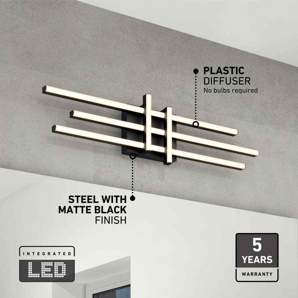 Artika Grid 27 in. Light Matte Black LED 3 CCT Vanity Light Bar for Bathroom