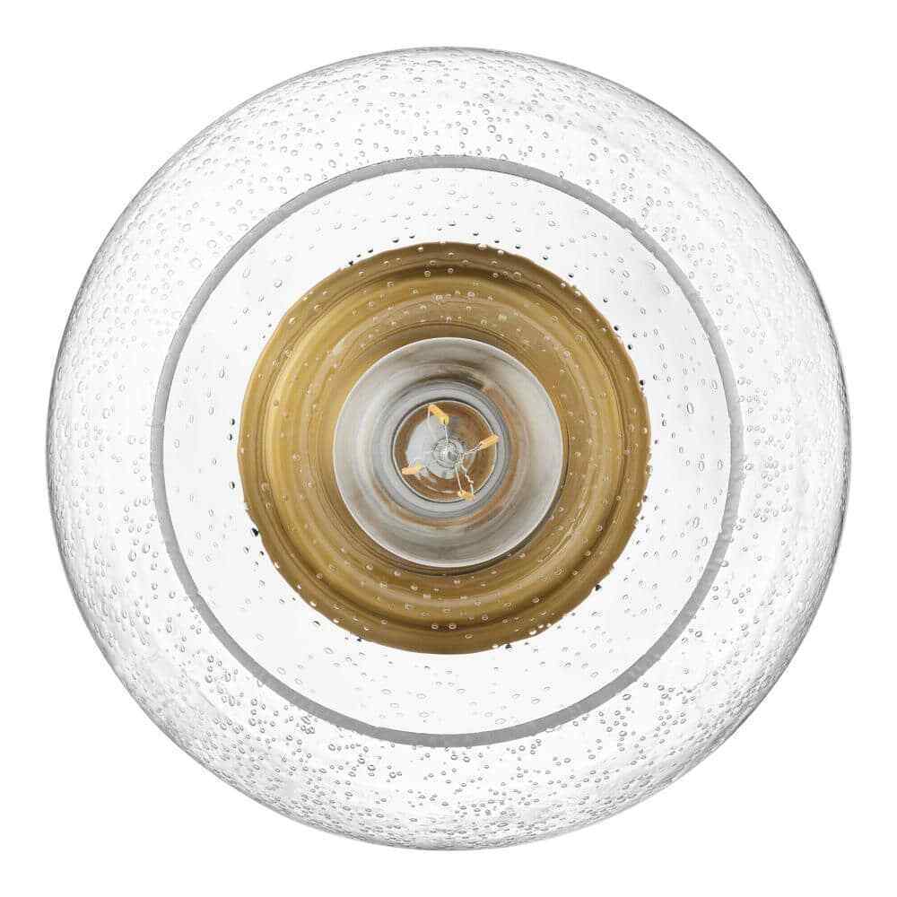 Home Decorators Jill 9.5 in. Gold Flush Mount with Clear Seeded Glass Shade