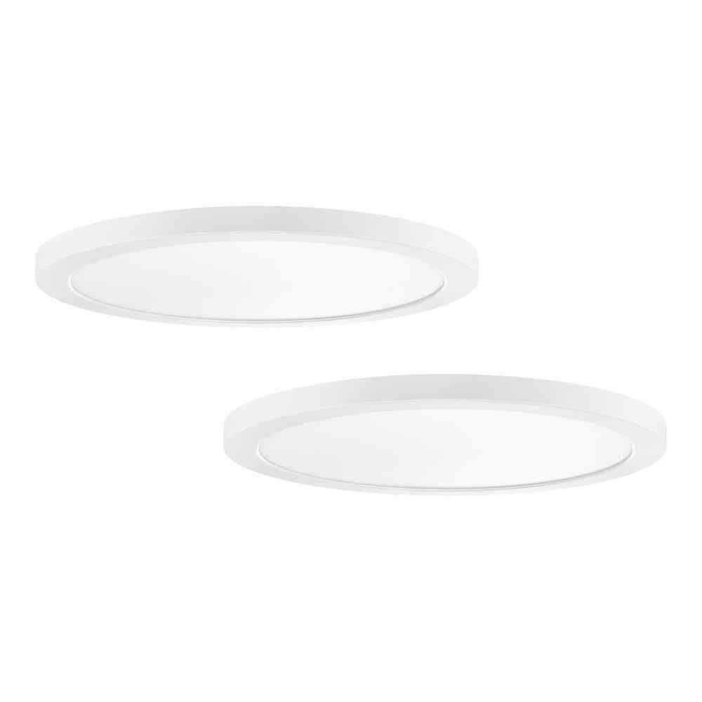 Commercial Electric 19 in. 5CCT Selectable LED Flush Mount Matte White 2-Pack