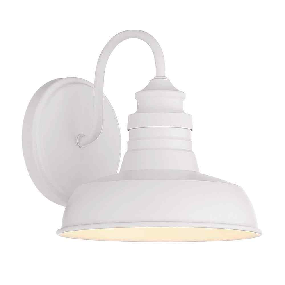Hampton Bay Elmcroft 7.63 in. 1-Light Designer White Wall Mount Sconce Light