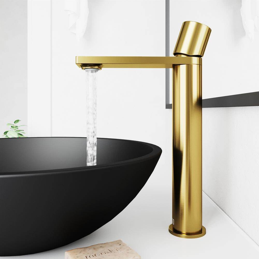 VIGO Gotham Single Handle Single-Hole Bathroom Vessel Faucet, Matte Brushed Gold