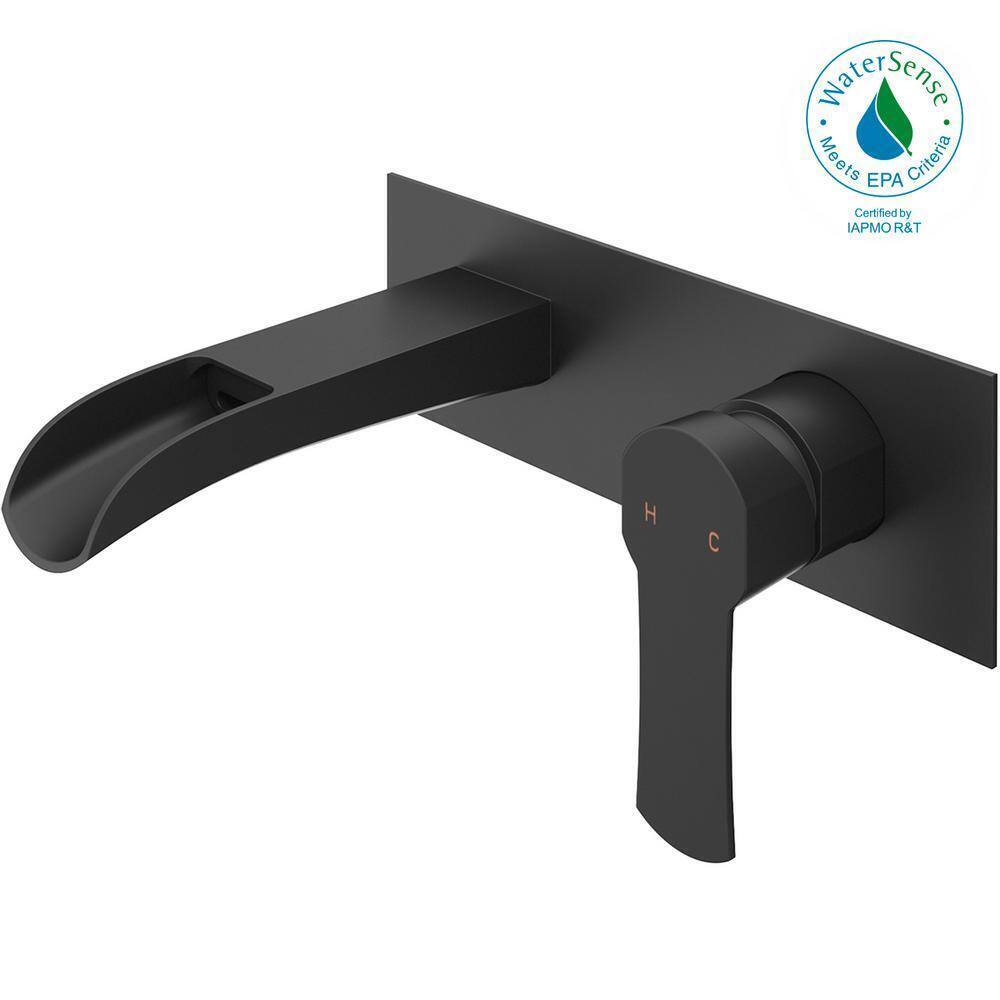 VIGO Cornelius Single Handle Wall Mount Bathroom Faucet in Matte Black VG05004MB