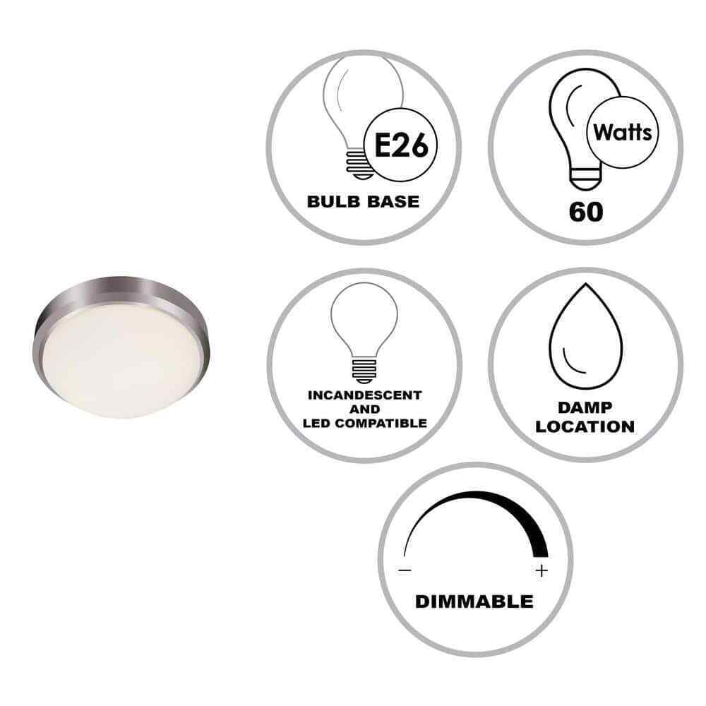 Bel Air Lighting Bliss 11 in. 1-Light Brushed Nickel Flush Mount Ceiling Light