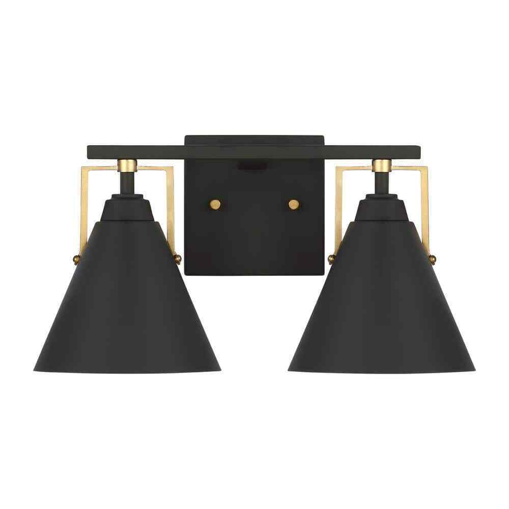 Home Decorators Insdale 2-Light Matte Black Modern Bathroom Vanity Light