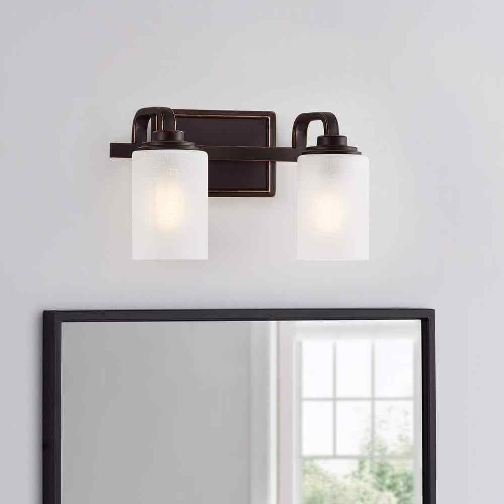 Hampton Bay Hartford Lake 2-Light Oil Rubbed Bronze Rustic Bathroom Vanity Light