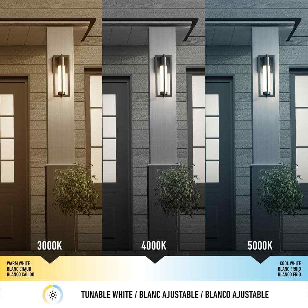 Artika Walt Black Modern LED Outdoor Hardwired Garage Porch Light Lantern Sconce