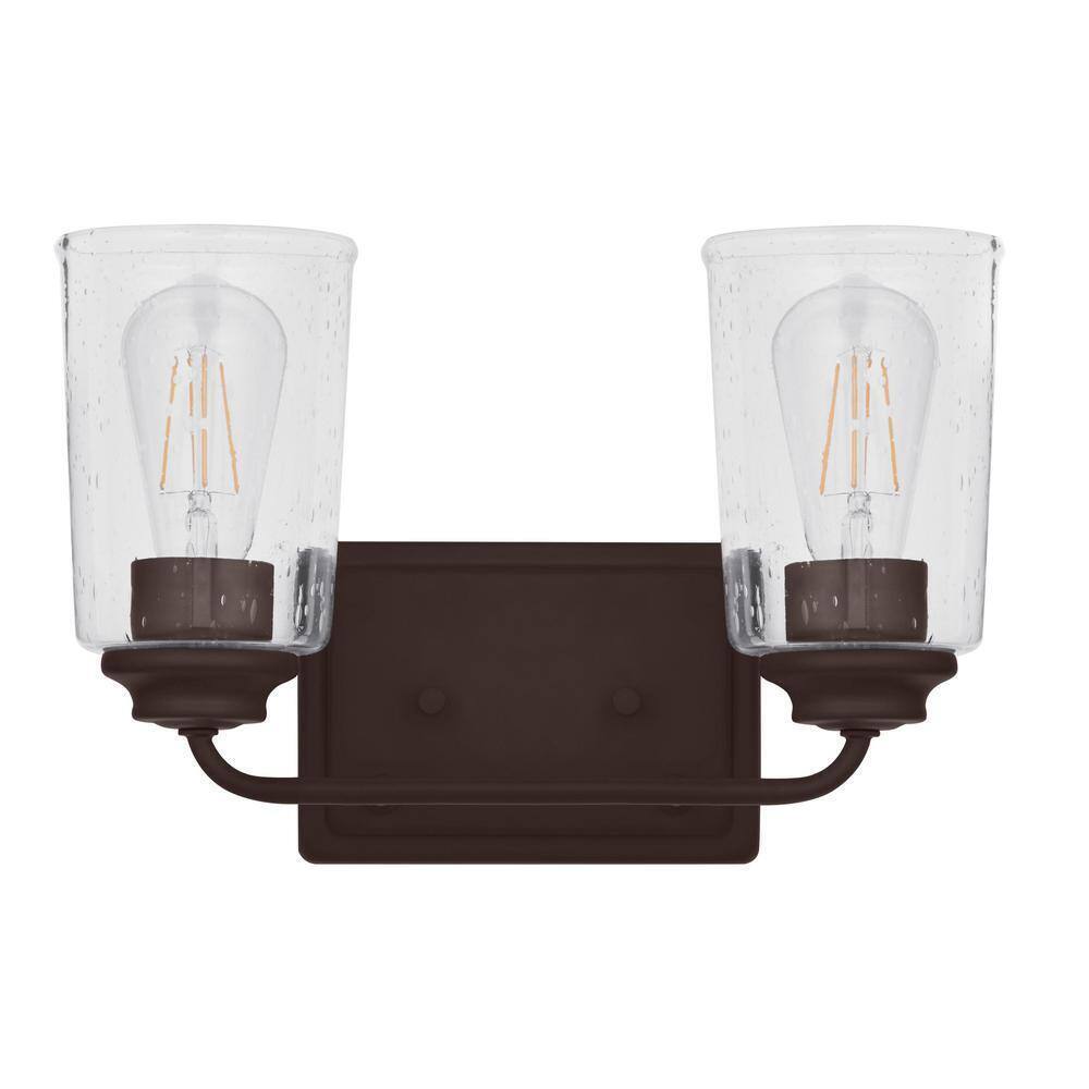 Hampton Bay Evangeline 13-5/8 in. 2-Light Modern Bronze Bathroom Vanity Light
