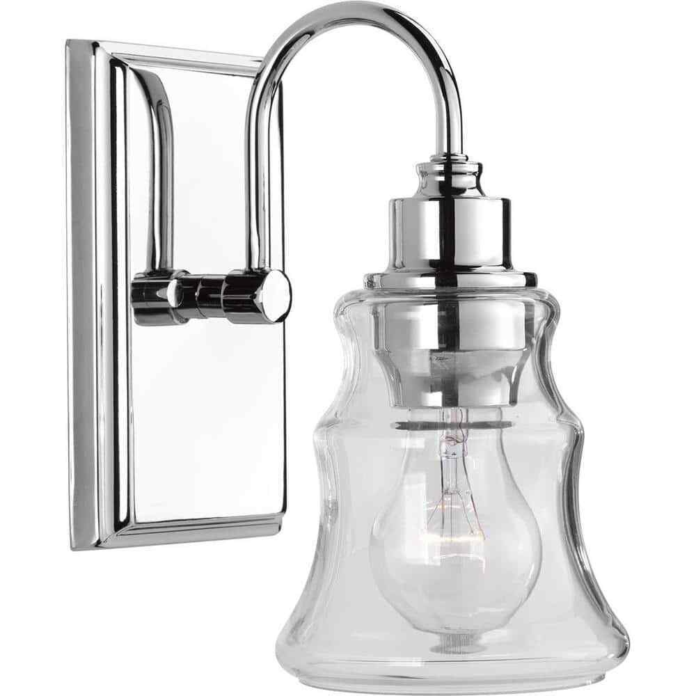Progress Lighting Litchfield Collection Polished Chrome Clear Glass Vanity Light
