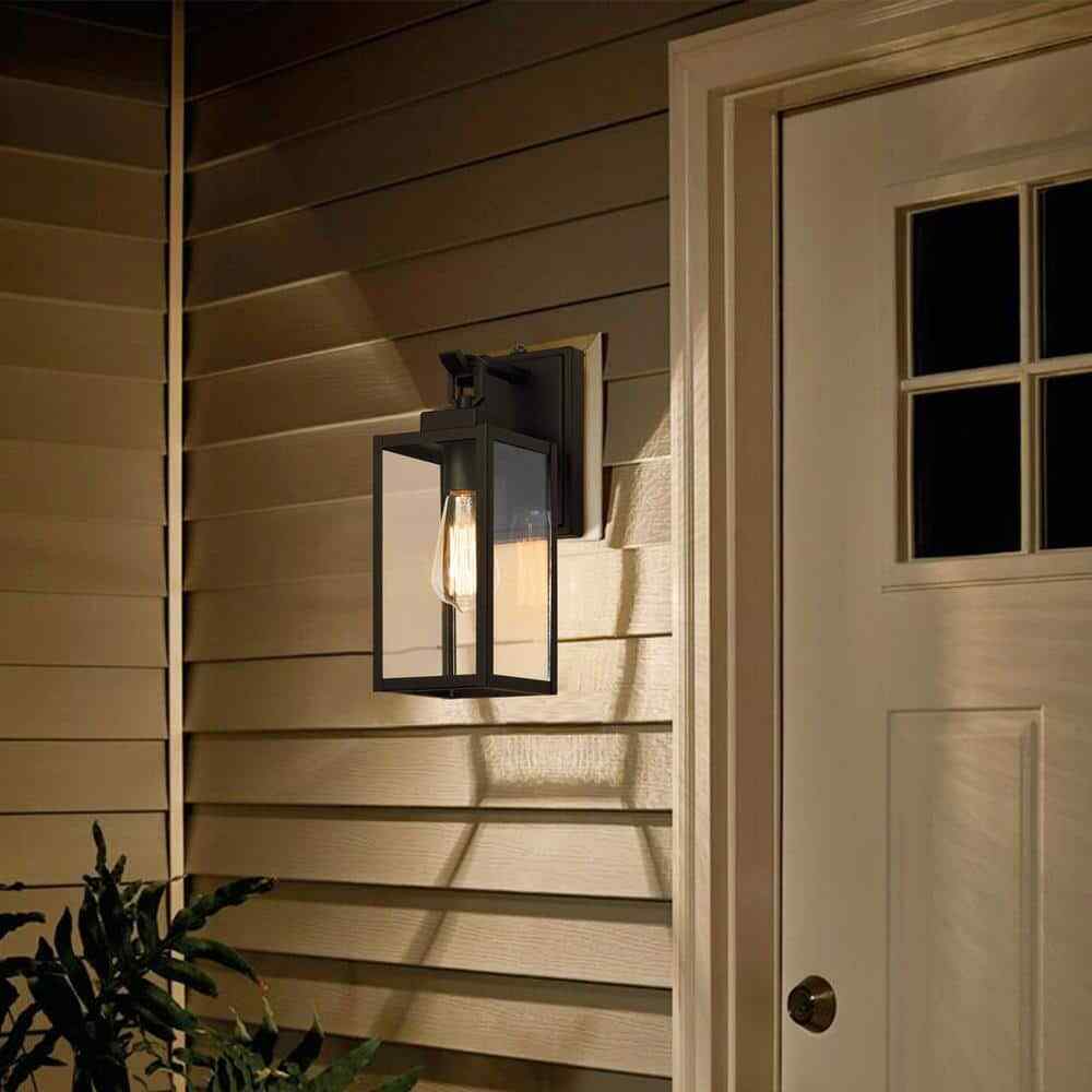 C Cattleya 1-Light Matte Black Dusk to Dawn Outdoor Wall Lantern Sconce