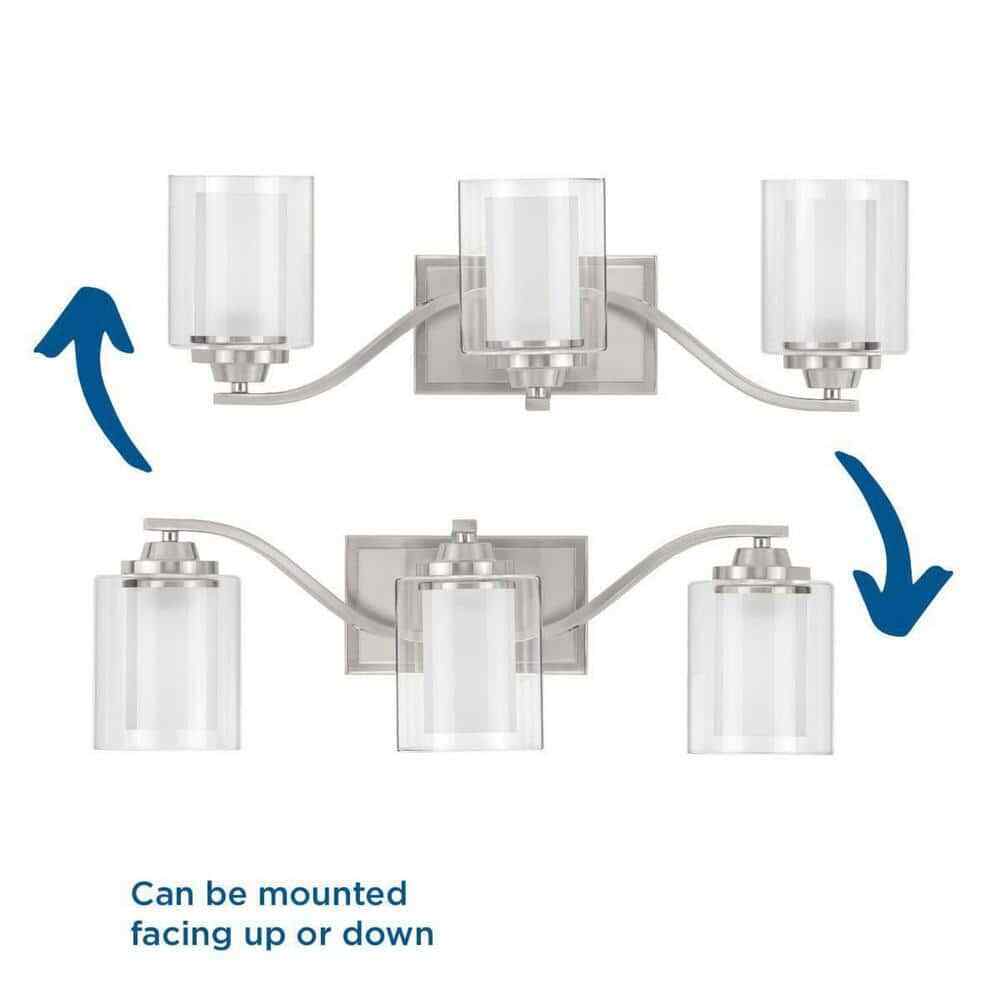 Progress Lighting Kene 3-Light Brushed Nickel Clear Glass Craftsman Vanity Light