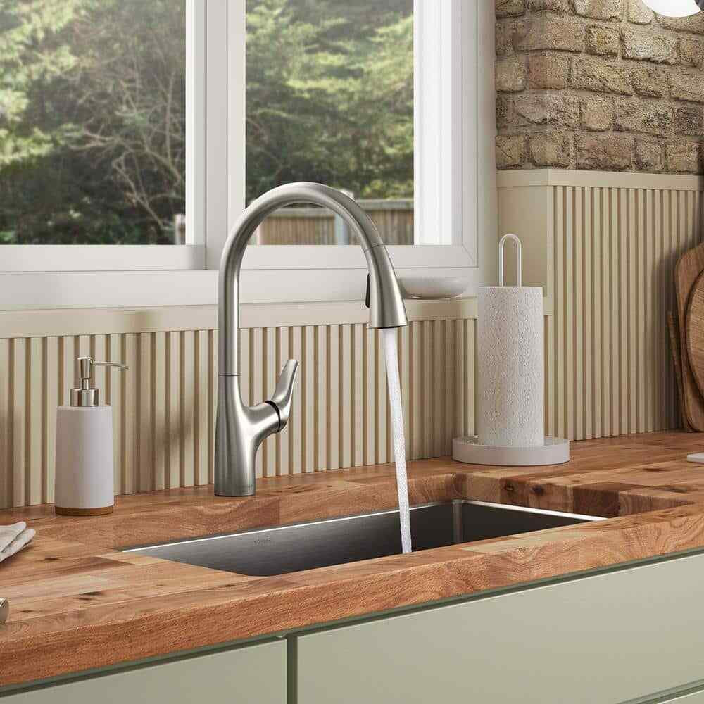 KOHLER Trove Single-Handle Pull Down Sprayer Kitchen Faucet in Vibrant Stainless