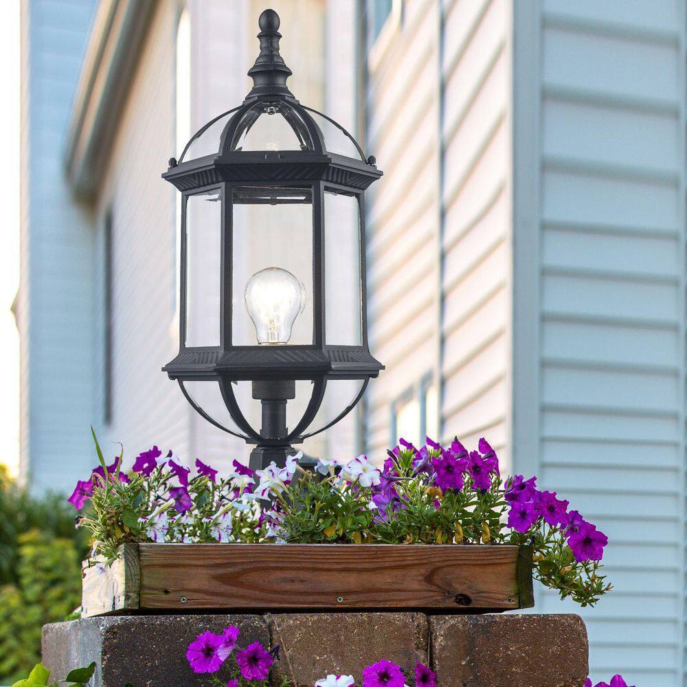 Bel Air Lighting Wentworth 1-Light Black Outdoor Lamp Post Lantern Mount