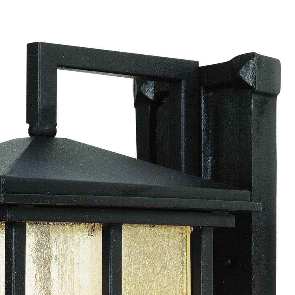 Bel Air Lighting Huntington Black Outdoor Wall Light Fixture with Seeded Glass