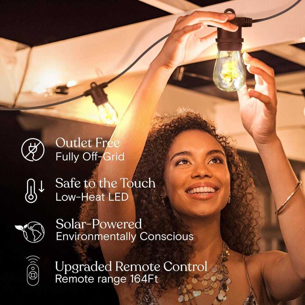 Brightech Ambience Pro 15-Light 48 ft. Outdoor Solar LED Edison String Light