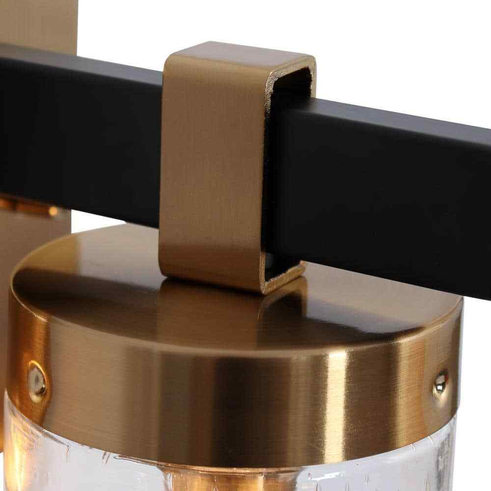 Zevni Musom 1-Light Modern Brass Gold Bathroom Wall Sconce Seeded Glass
