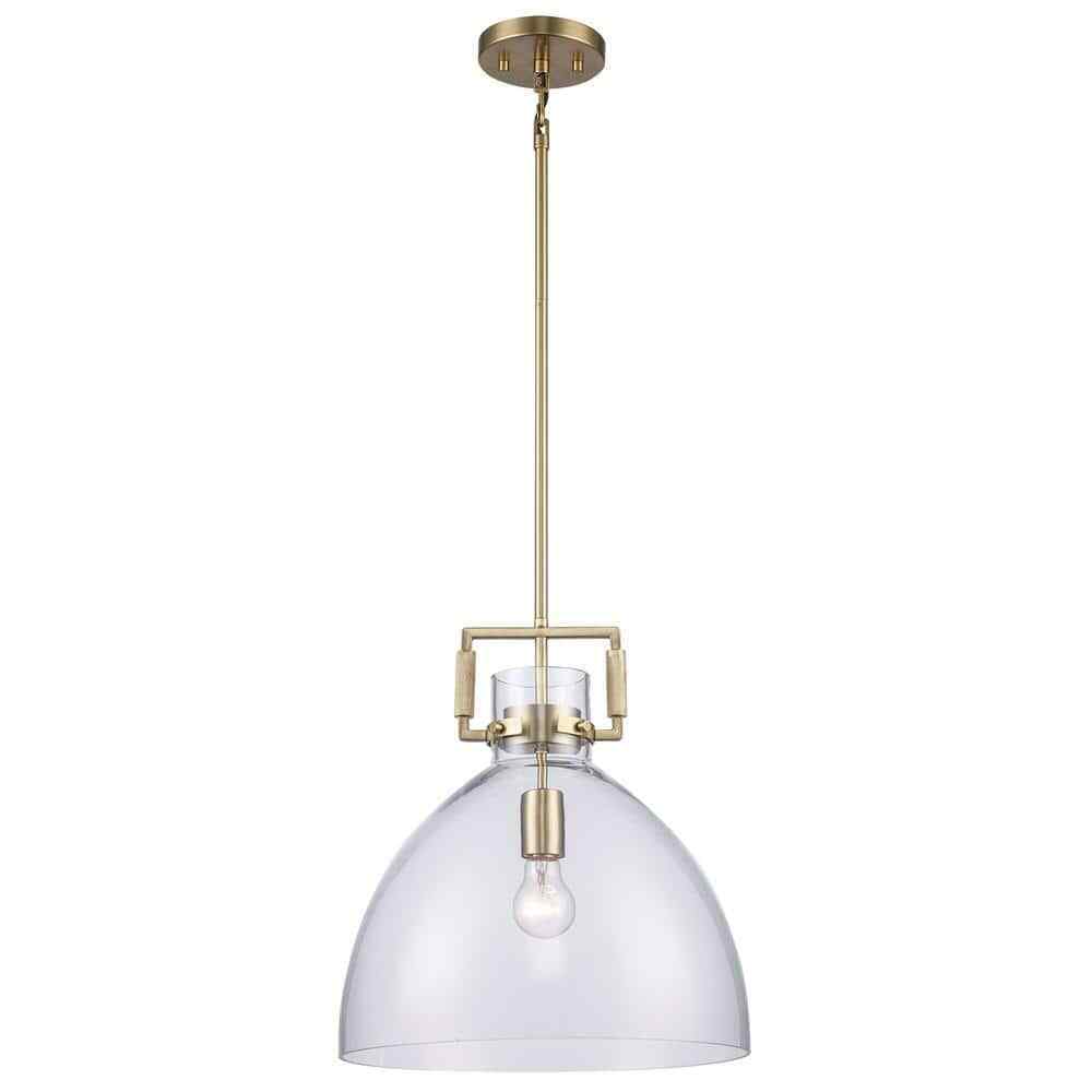 Hampton Bay Ballington Gold Oversized Pendant Light Fixture w/ Clear Glass Shade