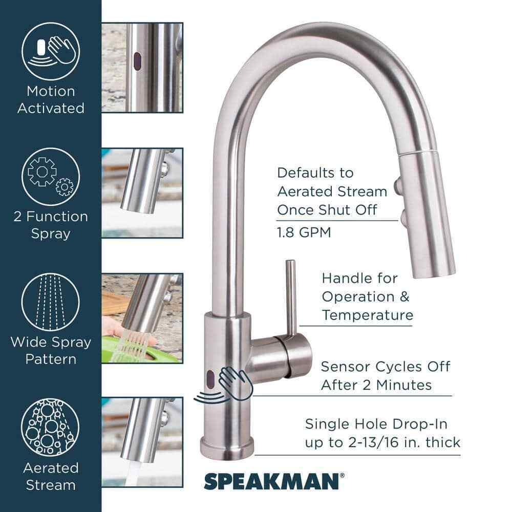 Speakman Neo Single Handle Touchless Pull Down Kitchen Faucet in Matte Black