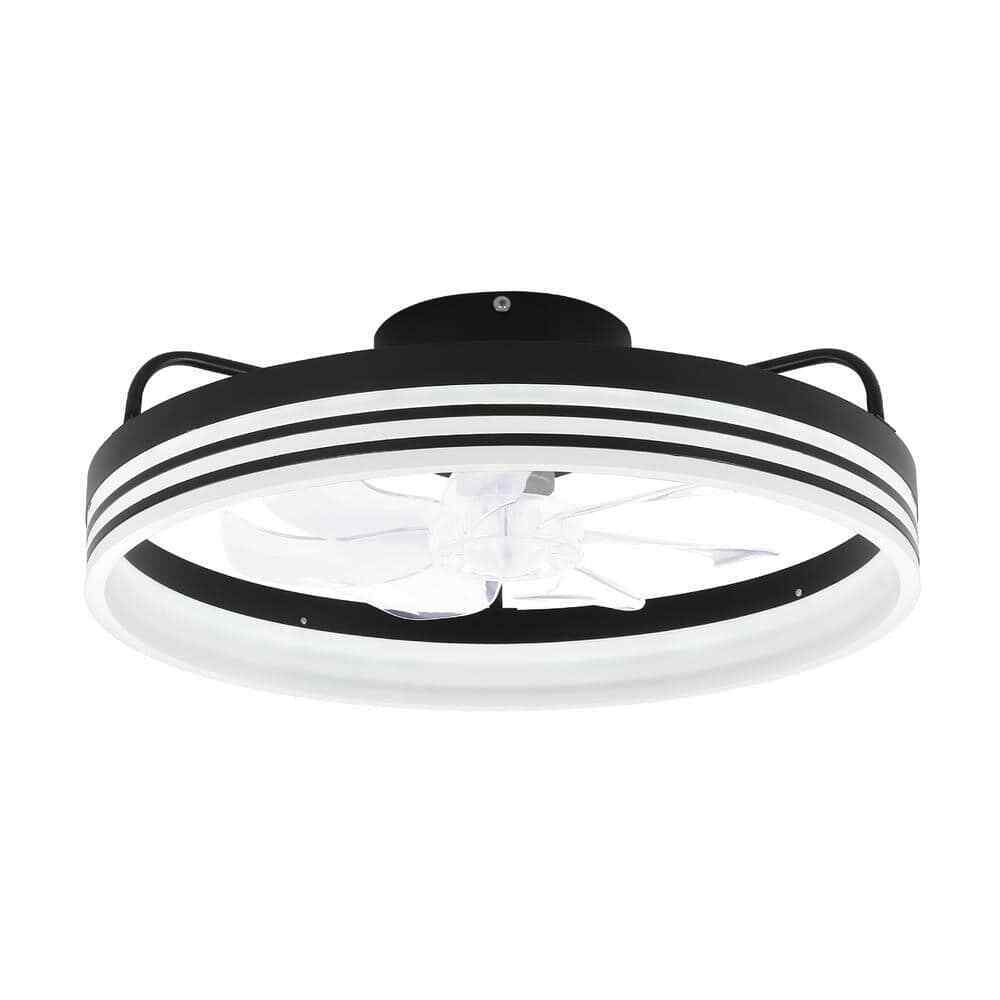Bella Depot LED Indoor Flush Mount Black Ceiling Fan Dimmable Light Remote App