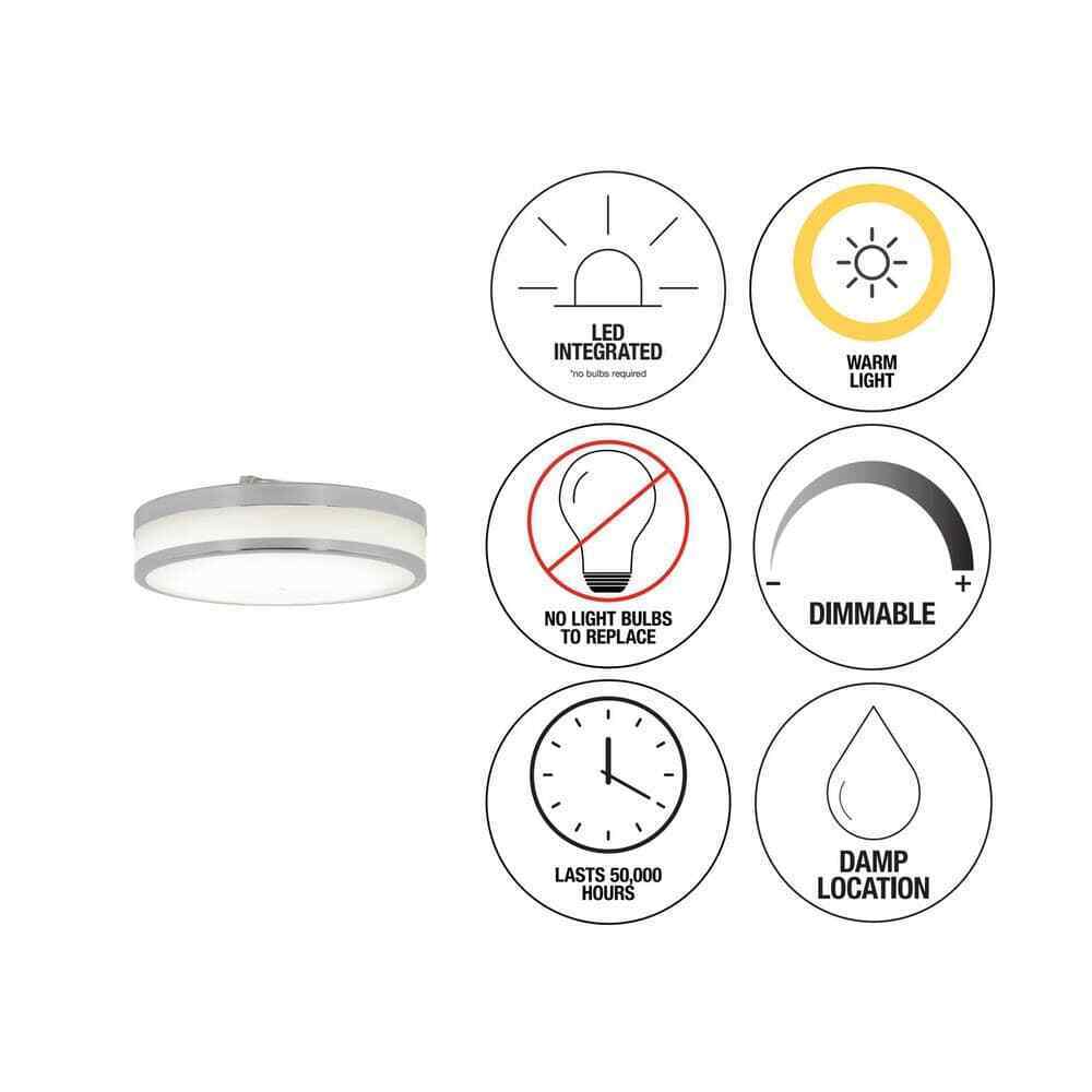Artika Luna 12 in. 1-Light Chrome Integrated LED Modern Ceiling Light Fixture