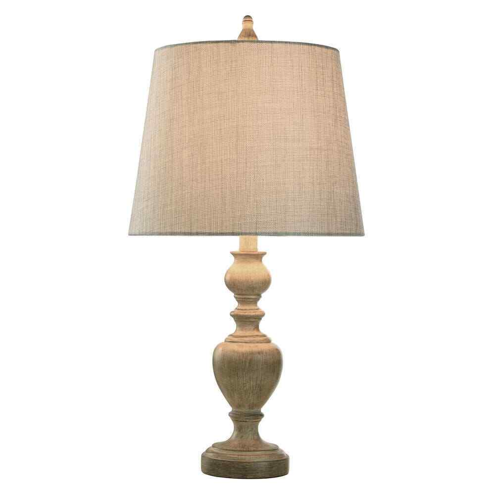 StyleCraft 25 in. Distressed Table Lamp with Gray/Cream Hardback Fabric Shade