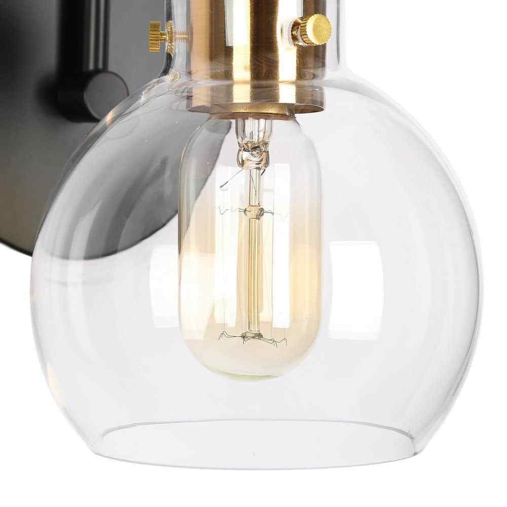 Zevni 1-Light Industrial Black Wall Sconce Modern Bedroom Brass Wall Light