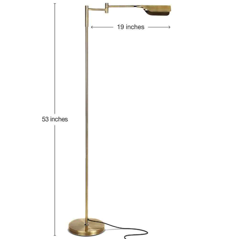 Brightech Leaf 53 in. Antique Brass Dimming LED Floor Lamp w/ Brass Metal Shade