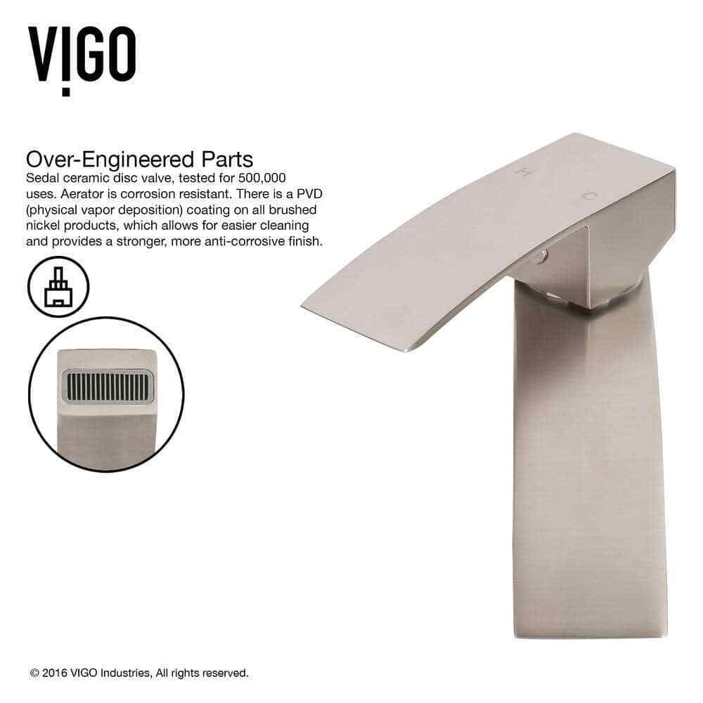 VIGO Duris Single Handle Single-Hole Bathroom Vessel Faucet in Brushed Nickel